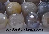 CMS1315 15.5 inches 14mm faceted round AB-color grey moonstone beads