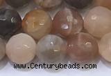 CMS1497 15.5 inches 8mmm faceted round rainbow moonstone beads