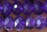 CNA1134 15.5 inches 6*8mm faceted rondelle amethyst gemstone beads