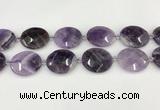 CNA1208 15.5 inches 25*30mm faceted oval amethyst gemstone beads