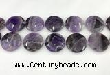 CNA1212 15.5 inches 40mm faceted coin amethyst gemstone beads