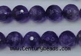 CNA254 15.5 inches 12mm faceted round natural amethyst beads