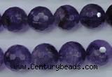 CNA255 15.5 inches 14mm faceted round natural amethyst beads