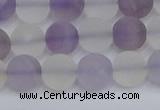 CNA737 15.5 inches 8mm round matte amethyst & white crystal beads