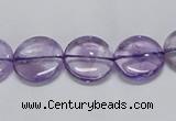 CNA821 15.5 inches 12mm flat round natural light amethyst beads