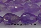 CNA922 15.5 inches 15*20mm faceted teardrop natural amethyst beads