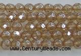 CNC516 15.5 inches 4mm faceted round dyed natural white crystal beads