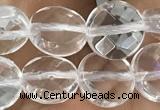 CNC744 15.5 inches 8mm faceted coin white crystal beads