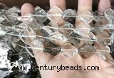 CNC834 14*14mm twisted diamond white crystal & smoky quartz beads