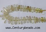 CNG2150 15.5 inches 8*25mm - 10*40mm faceted nuggets lemon quartz beads