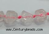 CNG339 15.5 inches 8*10mm - 15*18mm faceted nuggets rose quartz beads