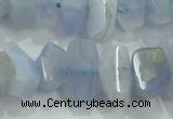 CNG368 15.5 inches 10*20mm faceted nuggets blue chalcedony beads