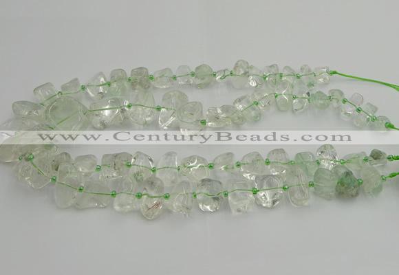 CNG5308 15.5 inches 8*15mm - 15*25mm nuggets green phantom quartz beads