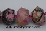 CNG5326 15.5 inches 12*16mm - 15*20mm faceted nuggets rhodonite beads