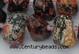 CNG5415 12*16mm - 15*20mm faceted nuggets red snowflake obsidian beads