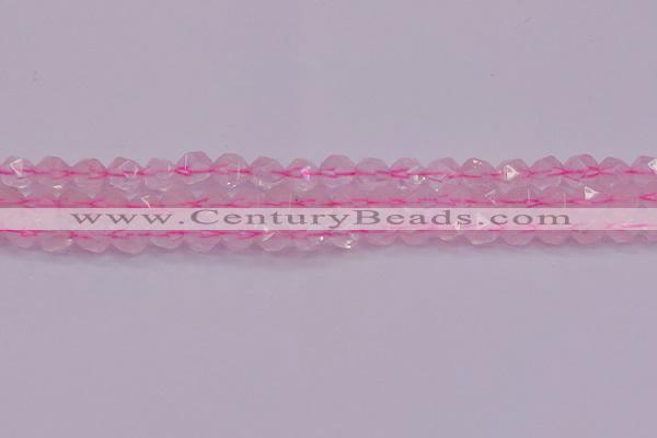 CNG5482 15.5 inches 8mm faceted nuggets rose quartz beads