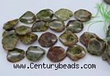 CNG5670 15.5 inches 25*35mm - 35*40mm faceted freeform green garnet beads