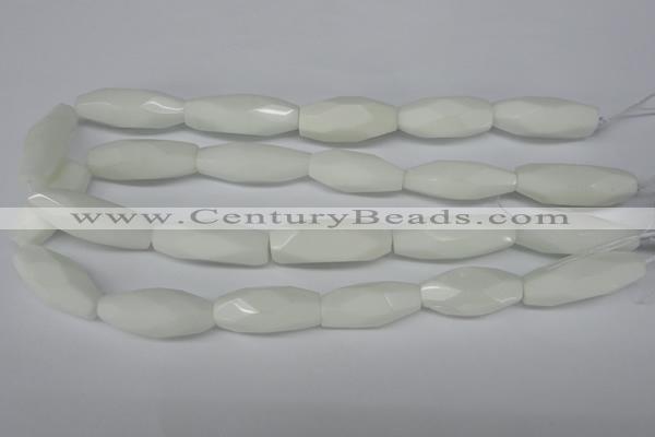 CNG591 12*30mm - 13*32mm faceted rice white porcelain nugget beads