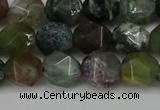 CNG6083 15.5 inches 8mm faceted nuggets moss agate beads