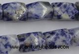 CNG651 15.5 inches 13*18mm faceted nuggets blue spot gemstone beads