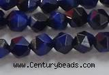 CNG6542 15.5 inches 6mm faceted nuggets blue tiger eye beads