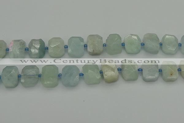 CNG7202 15.5 inches 13*18mm - 15*20mm faceted freeform aquamarine beads