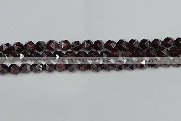 CNG7277 15.5 inches 10mm faceted nuggets red garnet beads