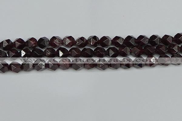 CNG7278 15.5 inches 12mm faceted nuggets red garnet beads