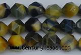 CNG7311 15.5 inches 8mm faceted nuggets golden & blue tiger eye beads