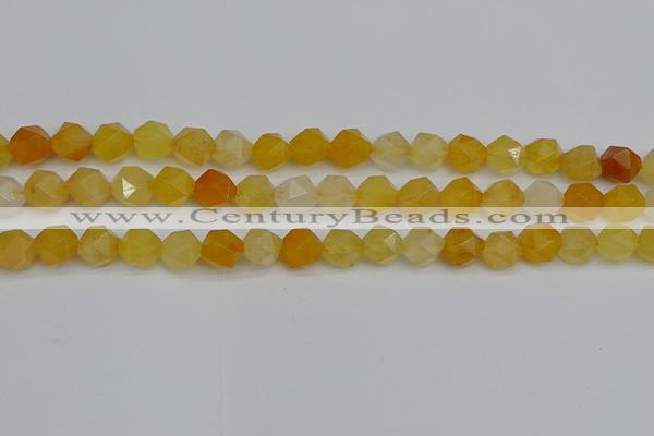 CNG7356 15.5 inches 8mm faceted nuggets yellow jade beads