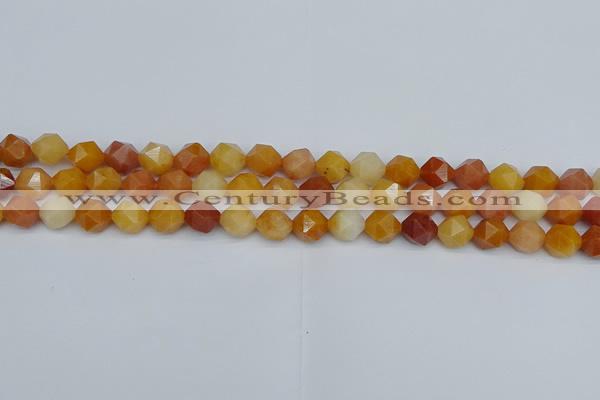 CNG7360 15.5 inches 6mm faceted nuggets yellow jade beads