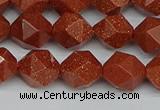 CNG7402 15.5 inches 10mm faceted nuggets goldstone beads