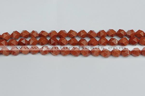 CNG7402 15.5 inches 10mm faceted nuggets goldstone beads