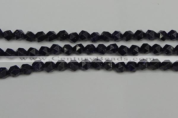 CNG7408 15.5 inches 12mm faceted nuggets blue goldstone beads