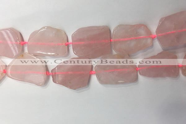 CNG7971 25*30mm - 35*45mm freeform rose quartz slab beads