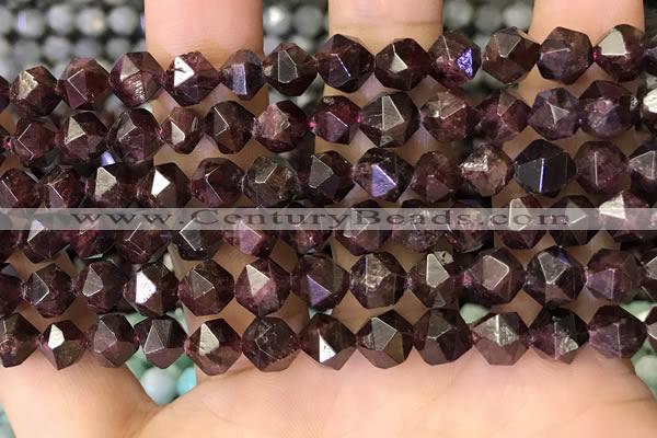 CNG8770 15.5 inches 8mm faceted nuggets garnet gemstone beads