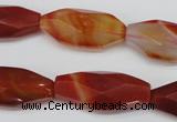 CNG880 15.5 inches 14*30mm faceted rice red agate nugget beads