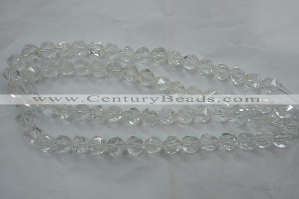 CNG910 15 inches 6mm faceted nuggets white crystal beads