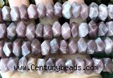 CNG9202 7*11mm - 8*12mm faceted nuggets Madagascar rose quartz beads