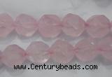 CNG921 15 inches 12mm faceted nuggets rose quartz beads