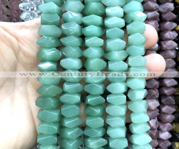 CNG9214 7*11mm - 8*12mm faceted nuggets green aventurine jade beads