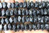 CNG9217 15 inches 7*11mm - 8*12mm faceted nuggets black labradorite beads