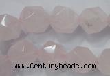 CNG922 15 inches 14mm faceted nuggets rose quartz beads