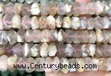 CNG9222 15 inches 7*11mm - 8*12mm faceted nuggets sakura agate beads