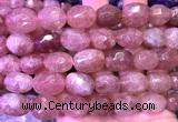 CNG9358 15 inches 12*16mm - 15*20mm faceted nuggets strawberry quartz beads