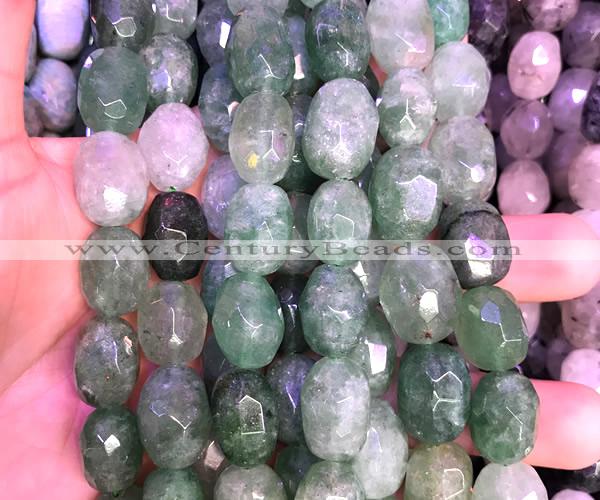 CNG9359 15 inches 12*16mm - 15*20mm faceted nuggets green strawberry quartz beads