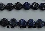 CNL991 15.5 inches 10mm carved flower natural lapis lazuli gemstone beads