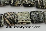 COB164 15.5 inches 16*16mm square snowflake obsidian beads