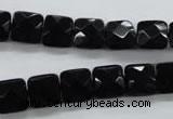 COB390 15.5 inches 10*10mm faceted square black obsidian beads