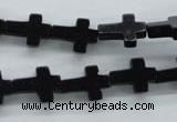 COB415 15.5 inches 10*14mm cross black obsidian beads wholesale